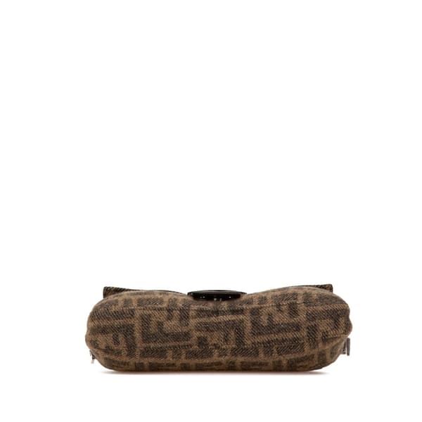 Pre-owned Fendi Mini Zucca Wool Baguette Brown