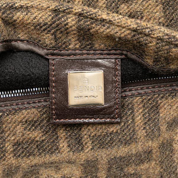Pre-owned Fendi Mini Zucca Wool Baguette Brown