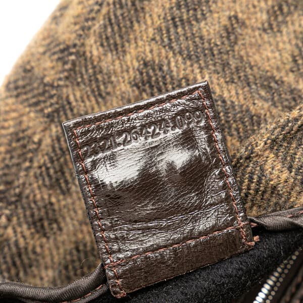 Pre-owned Fendi Mini Zucca Wool Baguette Brown