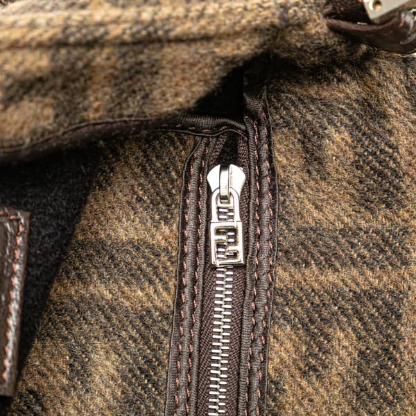 Pre-owned Fendi Mini Zucca Wool Baguette Brown