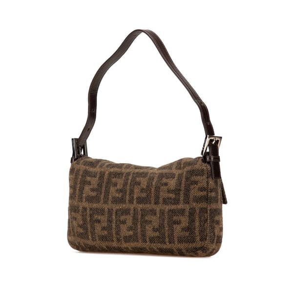 Pre-owned Fendi Mini Zucca Wool Baguette Brown
