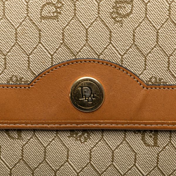 Pre-owned Dior Honeycomb Coated Canvas Chain Shoulder Bag Brown