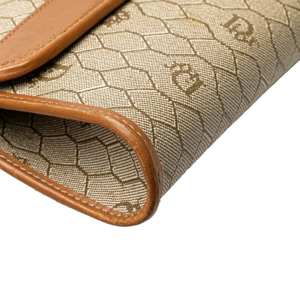 Pre-owned Dior Honeycomb Coated Canvas Chain Shoulder Bag Brown