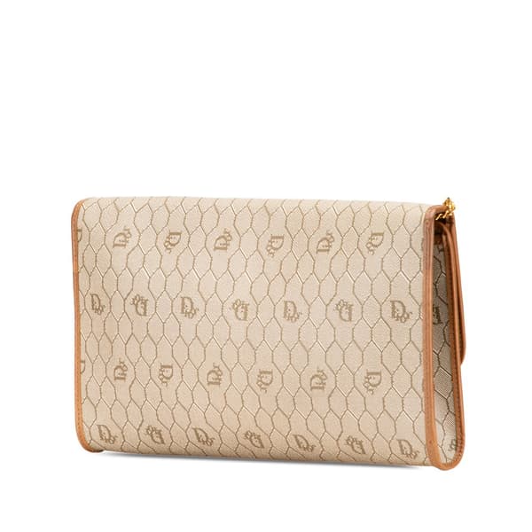 Pre-owned Dior Honeycomb Coated Canvas Chain Shoulder Bag Brown