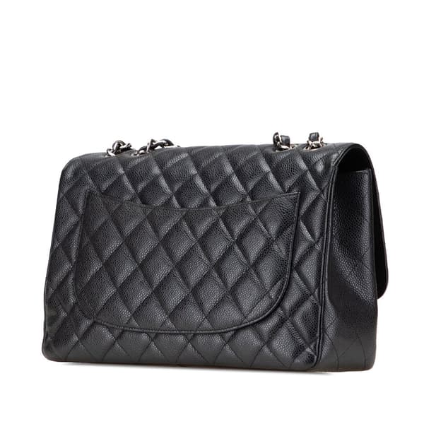 Pre-owned Chanel Jumbo Classic Caviar Double Flap Black