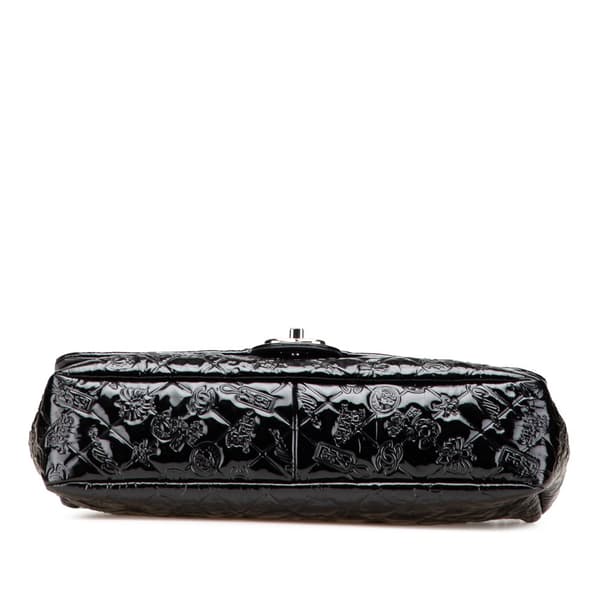 Pre-owned Chanel Jumbo Patent Lucky Symbols Flap Black