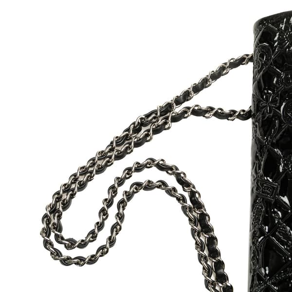 Pre-owned Chanel Jumbo Patent Lucky Symbols Flap Black