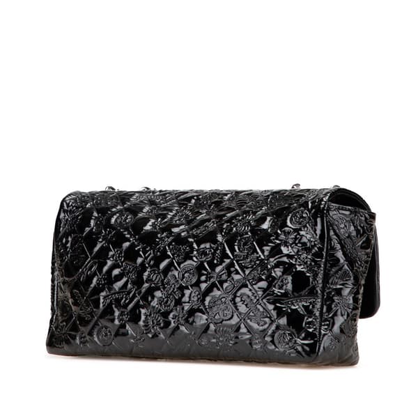 Pre-owned Chanel Jumbo Patent Lucky Symbols Flap Black