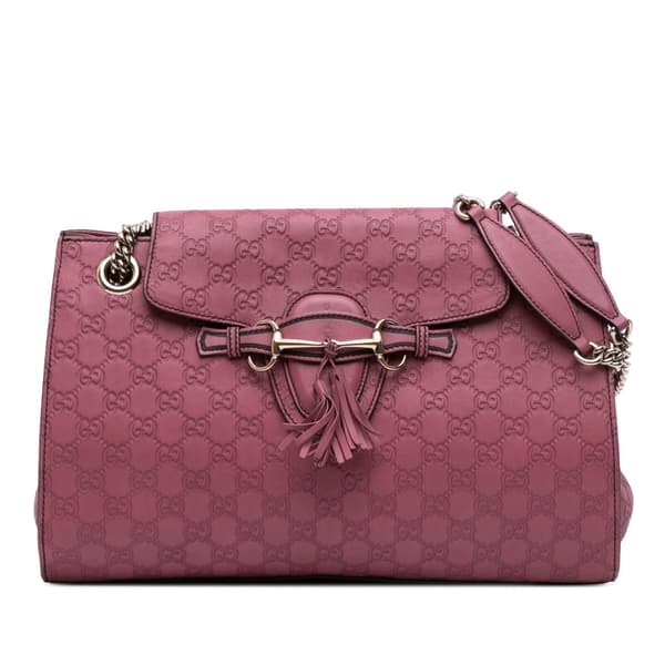 Pre-owned Gucci Large Guccissima Emily Shoulder Bag Pink
