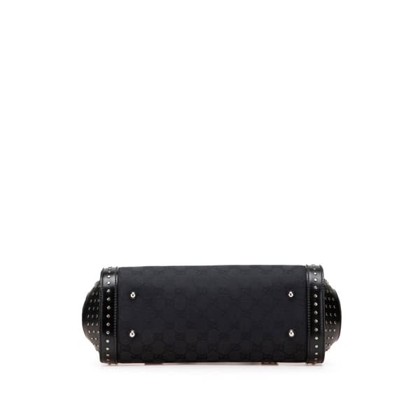 Pre-owned Gucci GG Canvas Bamboo Bullet Shoulder Bag Black
