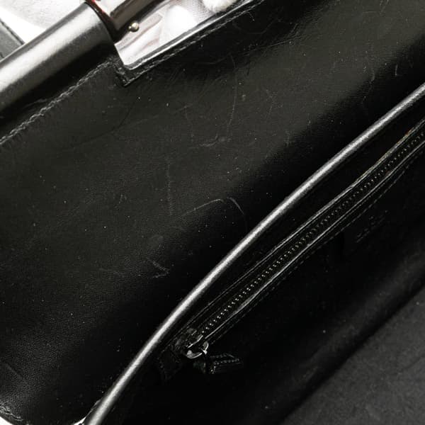 Pre-owned Gucci GG Canvas Bamboo Bullet Shoulder Bag Black