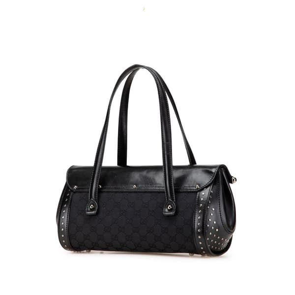 Pre-owned Gucci GG Canvas Bamboo Bullet Shoulder Bag Black