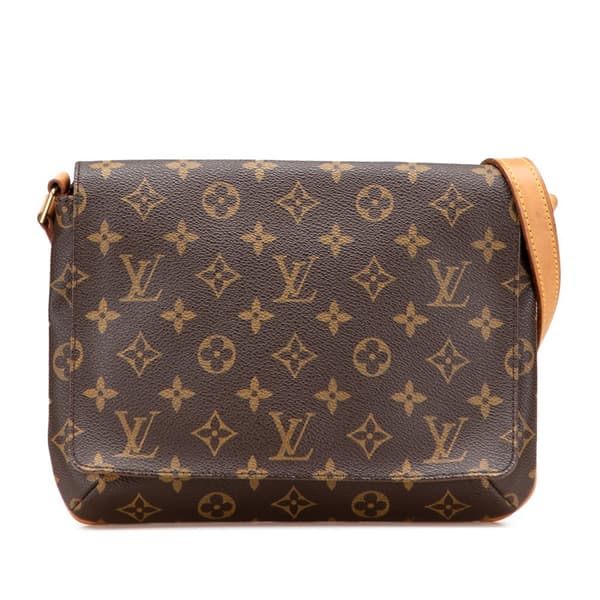 Pre-owned Louis Vuitton Monogram Musette Tango Short Strap Brown