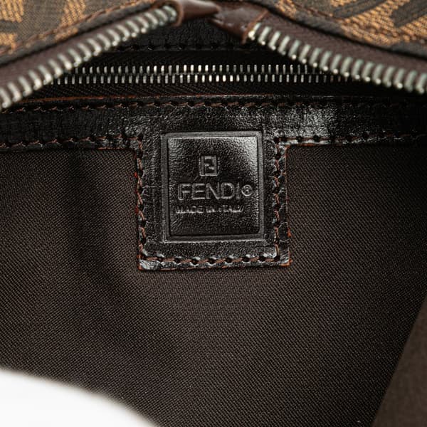 Pre-owned Fendi Zucca Canvas Double Zip Shoulder Bag Brown