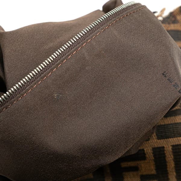 Pre-owned Fendi Zucca Canvas Double Zip Shoulder Bag Brown
