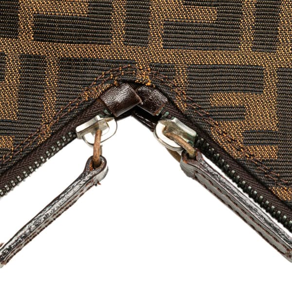Pre-owned Fendi Zucca Canvas Double Zip Shoulder Bag Brown