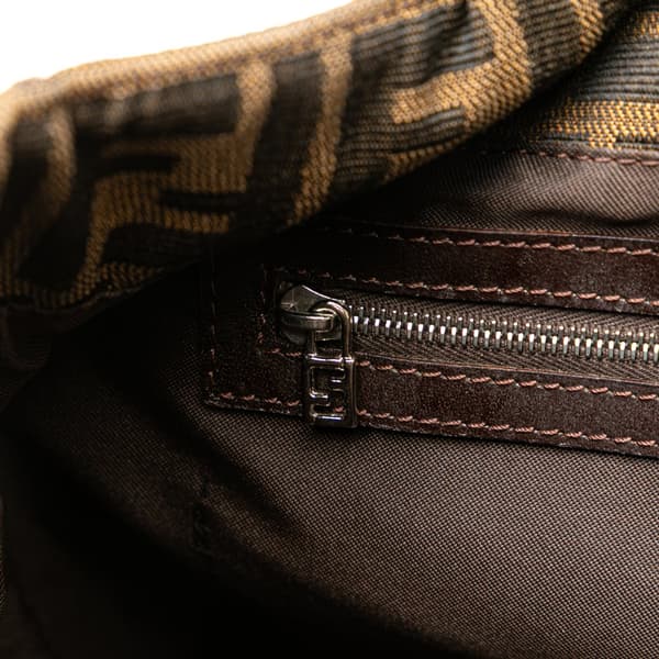 Pre-owned Fendi Zucca Canvas Shoulder Bag Brown