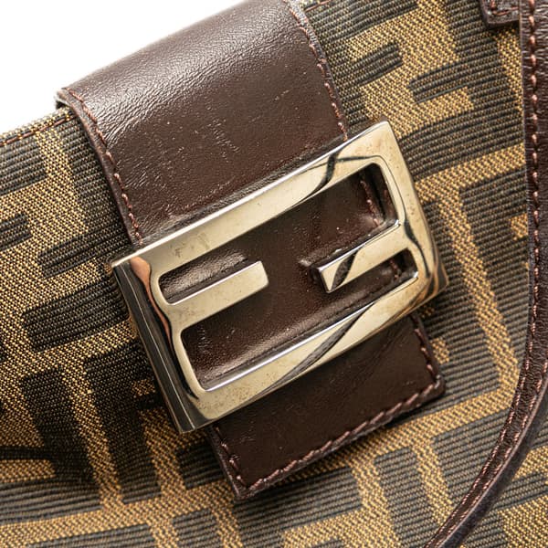 Pre-owned Fendi Zucca Canvas Shoulder Bag Brown