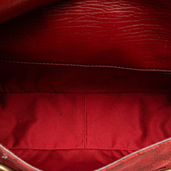 Pre-owned Gucci GG Canvas Horsebit Shoulder Bag Red