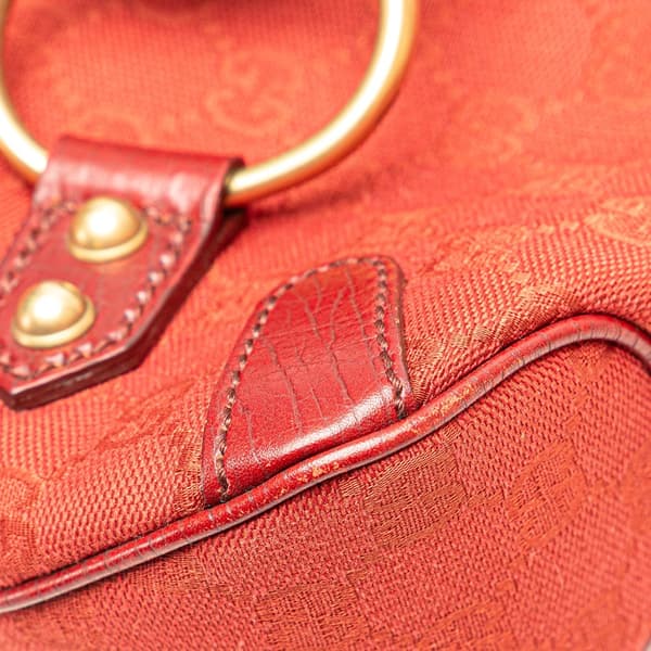 Pre-owned Gucci GG Canvas Horsebit Shoulder Bag Red