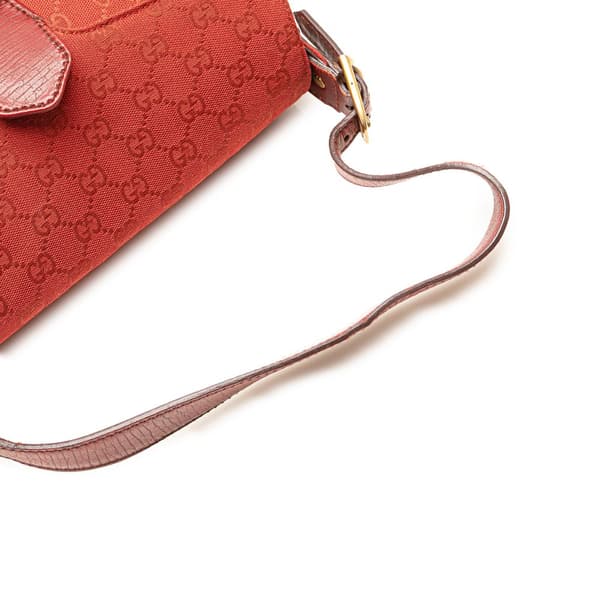Pre-owned Gucci GG Canvas Horsebit Shoulder Bag Red