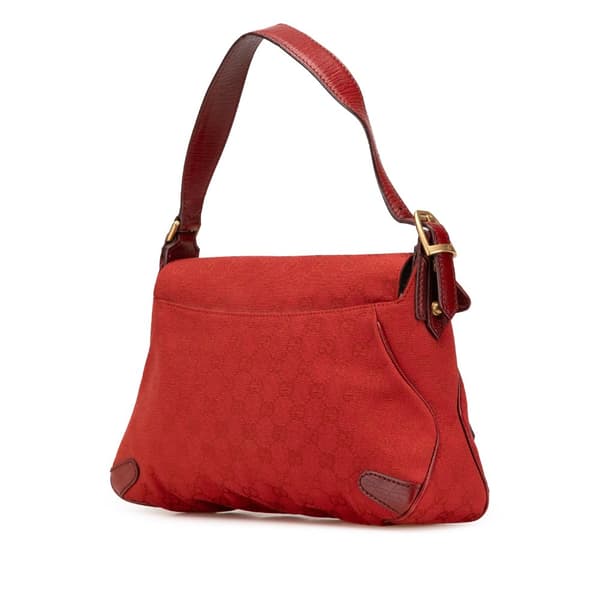 Pre-owned Gucci GG Canvas Horsebit Shoulder Bag Red