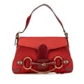 Miniatyrbild 1 av 10: Pre-owned Gucci GG Canvas Horsebit Shoulder Bag Red
