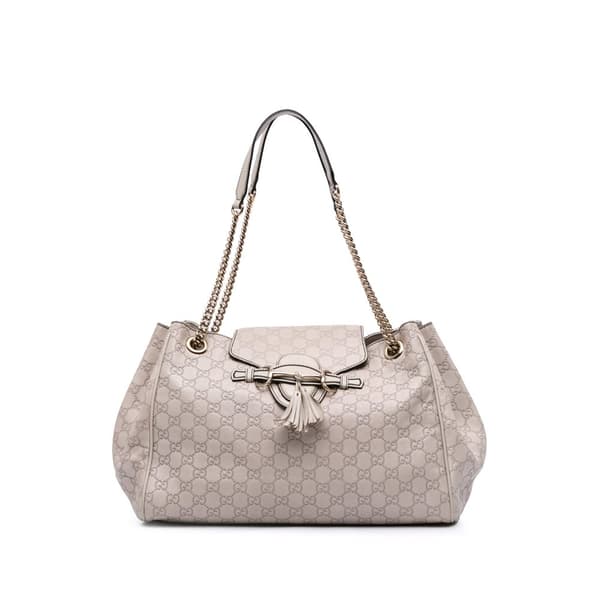 Pre-owned Gucci Large Guccissima Emily Chain Shoulder Bag Brown