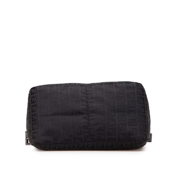Pre-owned Fendi Zucchino Canvas Double Flap Mamma Black