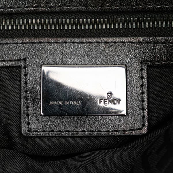 Pre-owned Fendi Zucchino Canvas Double Flap Mamma Black