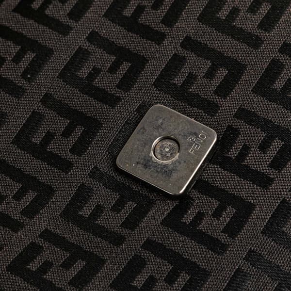 Pre-owned Fendi Zucchino Canvas Double Flap Mamma Black