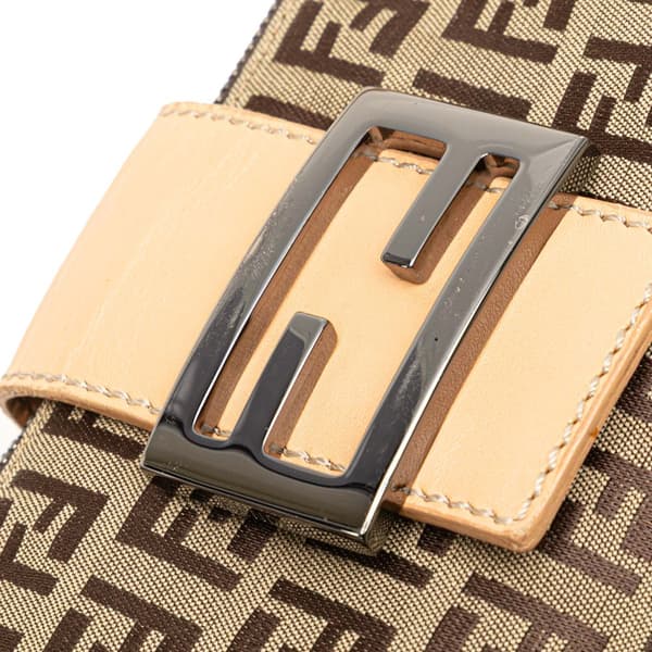 Pre-owned Fendi Zucchino Canvas Shoulder Bag Brown