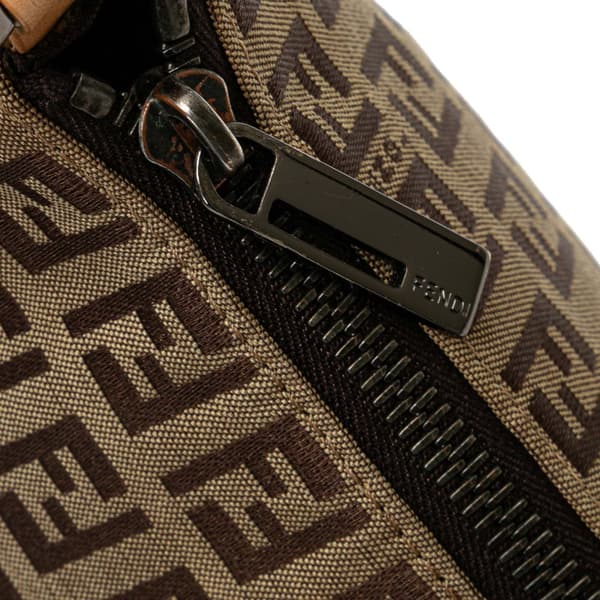 Pre-owned Fendi Zucchino Canvas Shoulder Bag Brown