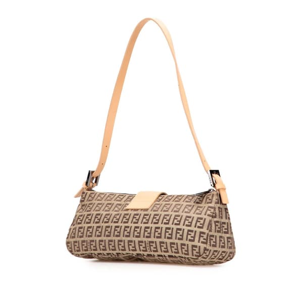 Pre-owned Fendi Zucchino Canvas Shoulder Bag Brown