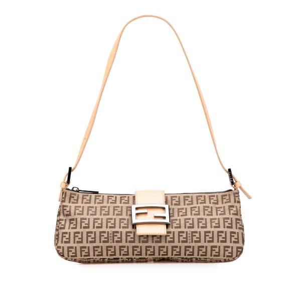 Pre-owned Fendi Zucchino Canvas Shoulder Bag Brown
