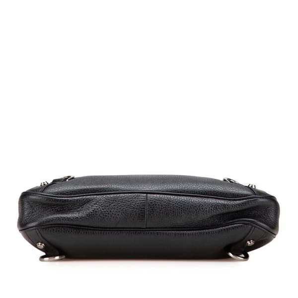 Pre-owned Gucci Pebbled Leather Abbey D Ring Shoulder Bag Black