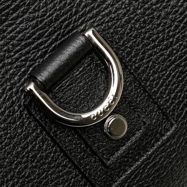 Pre-owned Gucci Pebbled Leather Abbey D Ring Shoulder Bag Black