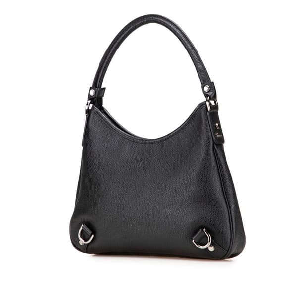 Pre-owned Gucci Pebbled Leather Abbey D Ring Shoulder Bag Black