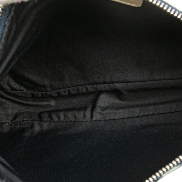 Pre-owned Dior Mini Diorissimo Canvas Saddle Pochette Blue
