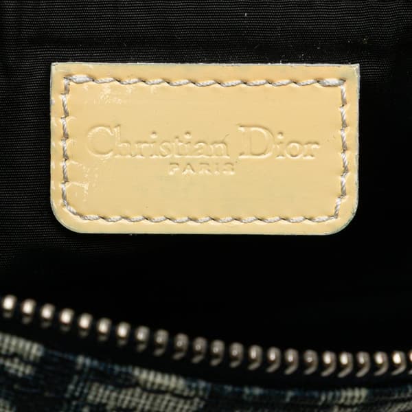 Pre-owned Dior Mini Diorissimo Canvas Saddle Pochette Blue