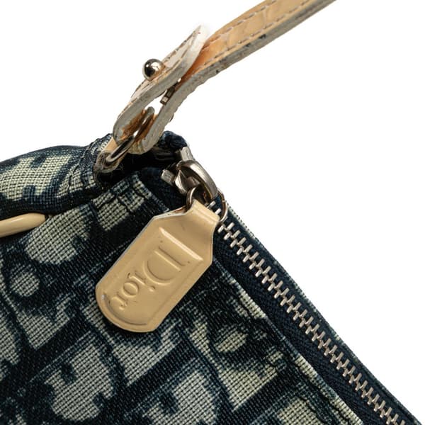 Pre-owned Dior Mini Diorissimo Canvas Saddle Pochette Blue