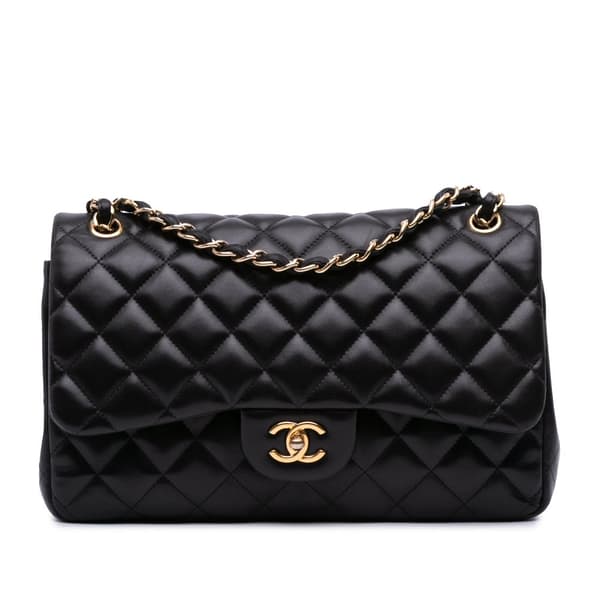 Pre-owned Chanel Jumbo Classic Lambskin Double Flap Black