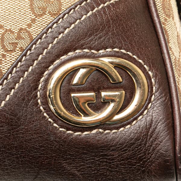 Pre-owned Gucci GG Canvas New Britt Shoulder Bag Brown