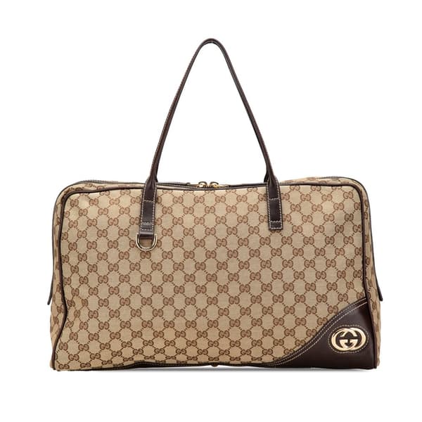 Pre-owned Gucci GG Canvas New Britt Shoulder Bag Brown