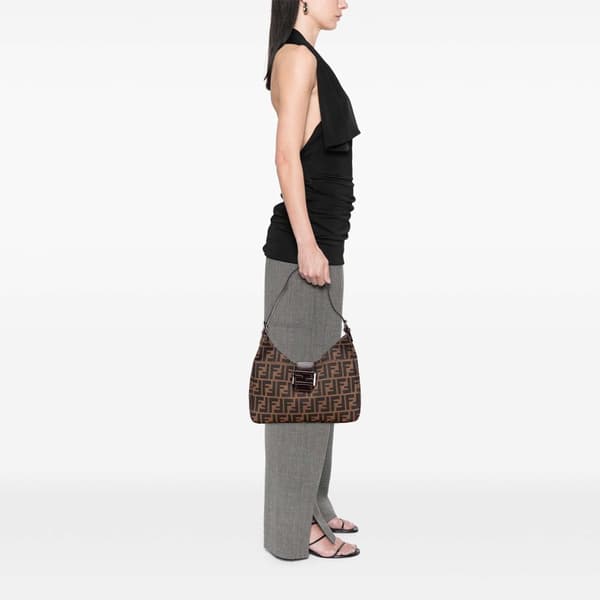 Pre-owned Fendi Zucca Canvas Shoulder Bag Brown