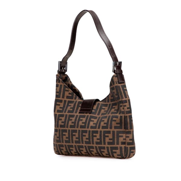 Pre-owned Fendi Zucca Canvas Shoulder Bag Brown