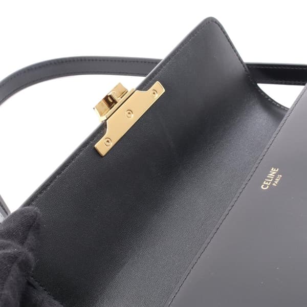 Pre-owned Celine Shiny Calfskin Claude Shoulder Bag Black