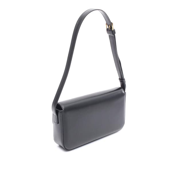 Pre-owned Celine Shiny Calfskin Claude Shoulder Bag Black