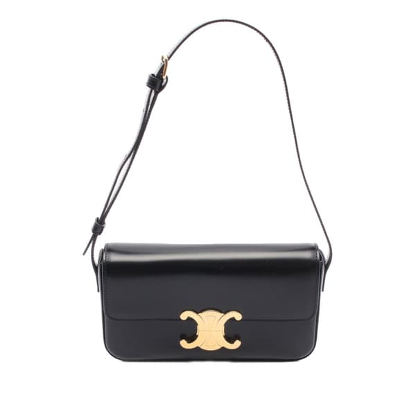 Pre-owned Celine Shiny Calfskin Claude Shoulder Bag Black
