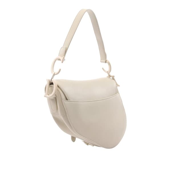 Pre-owned Dior Ultra Matte Calfskin Saddle Bag White